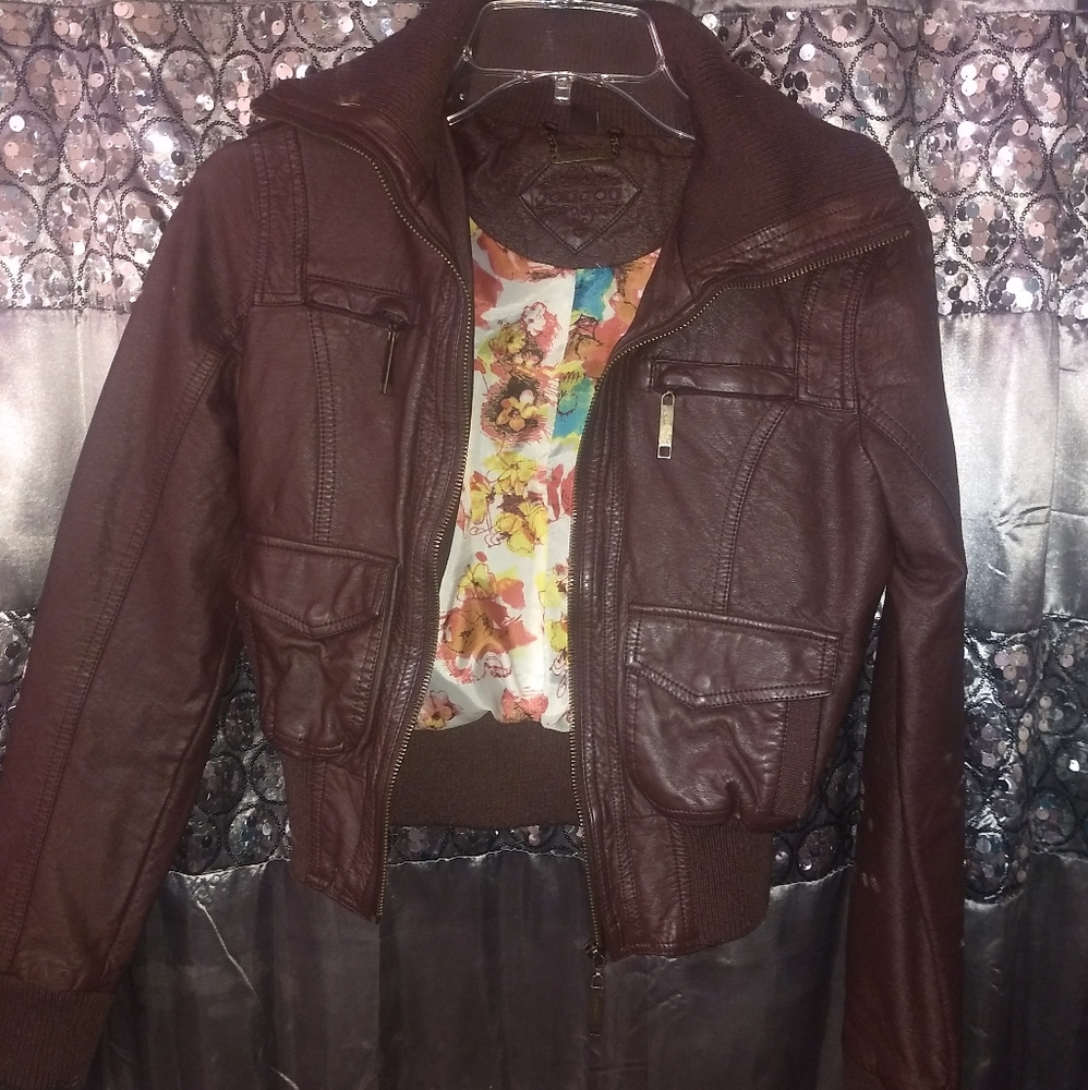 Brown Faux Leather Jacket